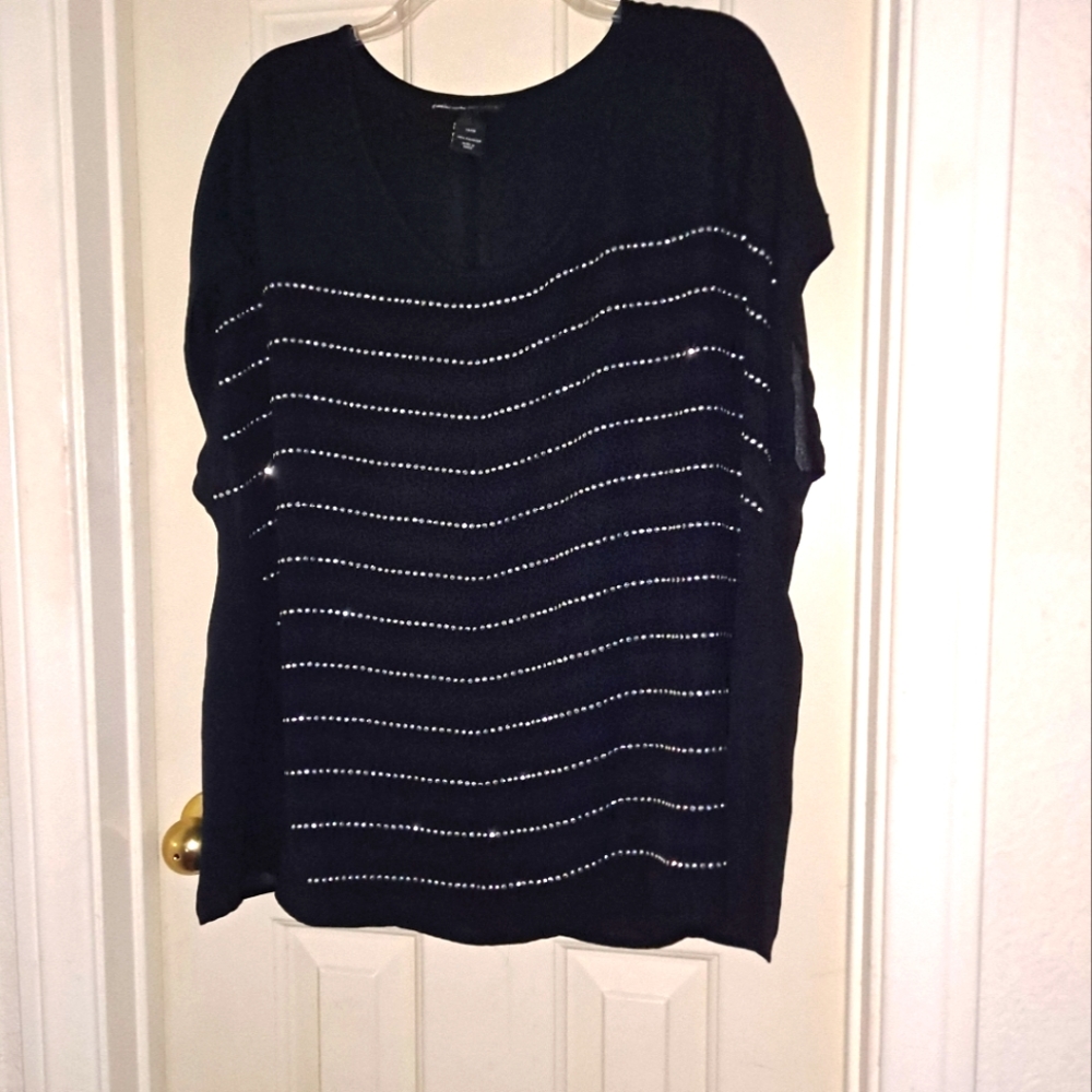 Lane Bryant size 14/16 black short sleeve with silver accents.